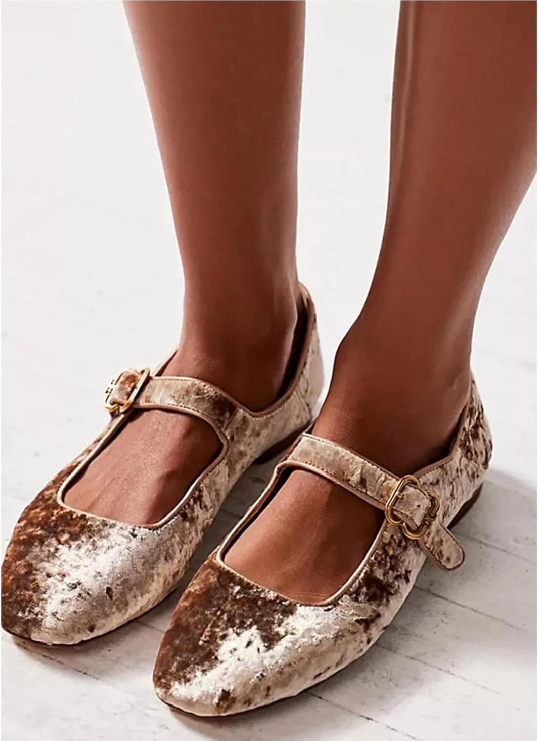 JORISTIMO Women's Elegant Strappy Ballet Flats Elaborate 2024 New Single Shoes Square Toe Minimalist Ankle Strap Basical Classical Escarpin