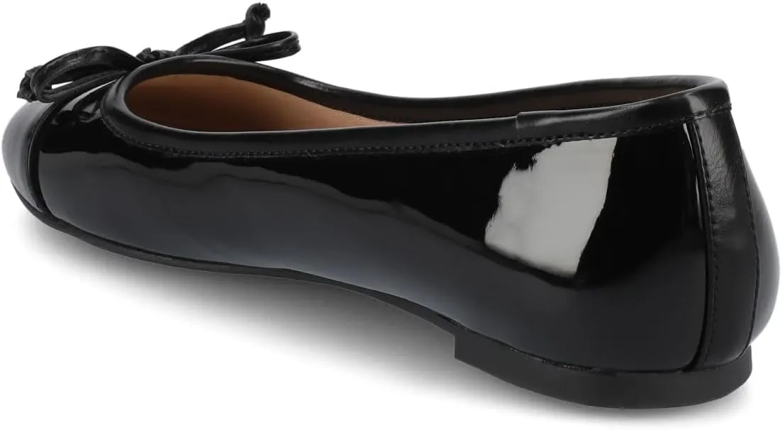 Journee Collection Womens Kaiah Ballet Dress Flats with Bow Cushioned Slip On Round Cap Toe Two Tone Mesh Shoe