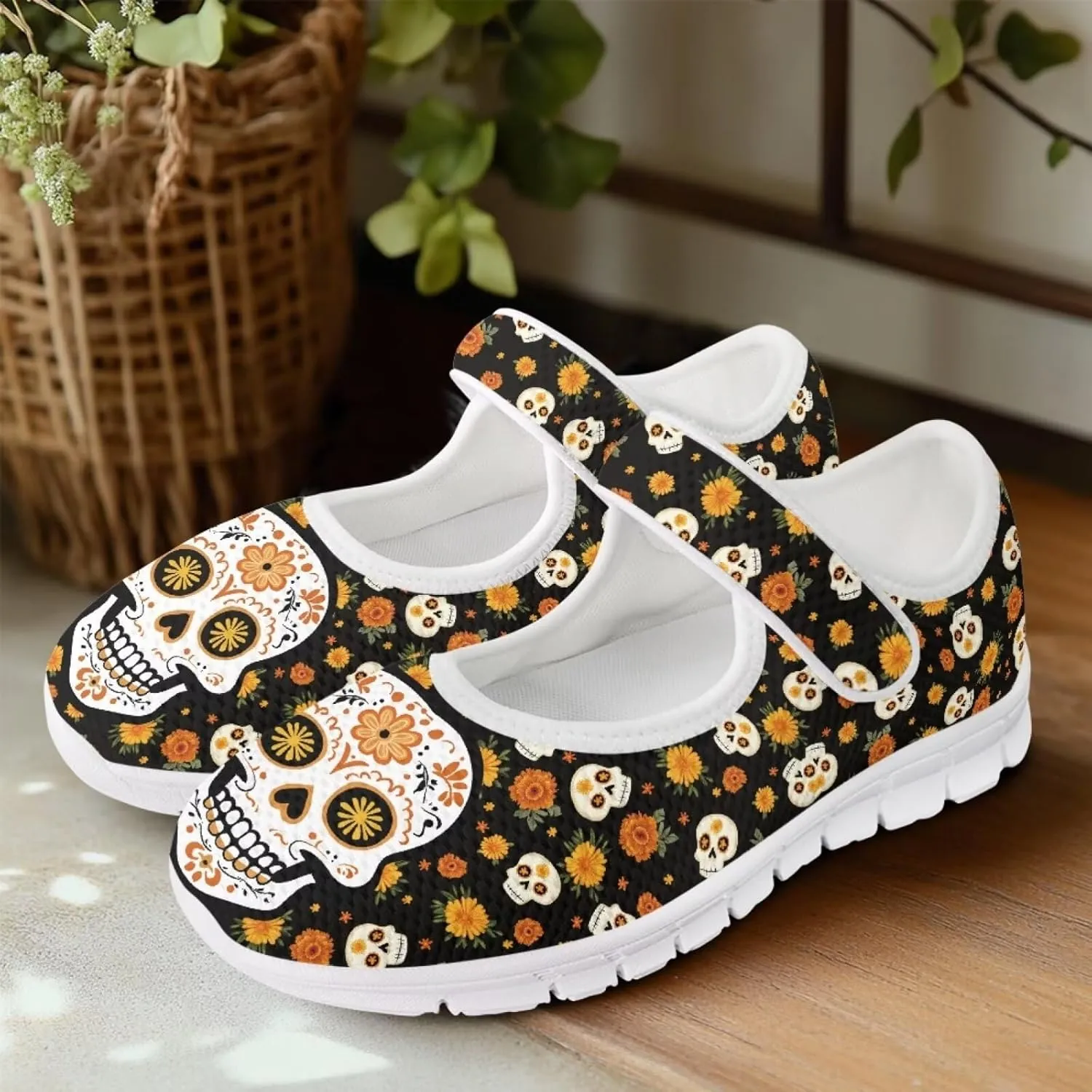 JoyLamoria Art Dragonfly Mary Jane Shoes Closed Toe Elastic Sneakers for Stylish Flats Causal Walking Shoes Comfortable