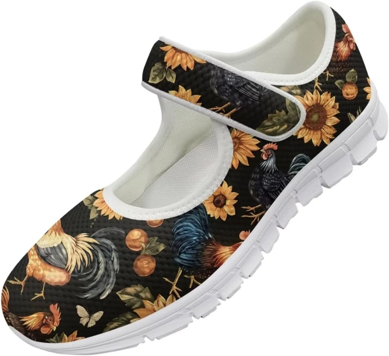 JoyLamoria Art Dragonfly Mary Jane Shoes Closed Toe Elastic Sneakers for Stylish Flats Causal Walking Shoes Comfortable