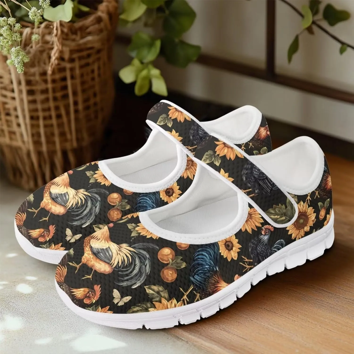 JoyLamoria Art Dragonfly Mary Jane Shoes Closed Toe Elastic Sneakers for Stylish Flats Causal Walking Shoes Comfortable