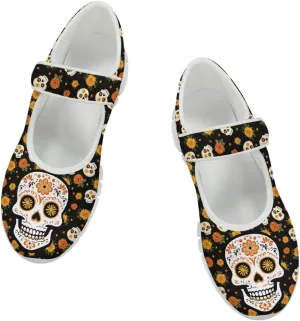 JoyLamoria Art Dragonfly Mary Jane Shoes Closed Toe Elastic Sneakers for Stylish Flats Causal Walking Shoes Comfortable