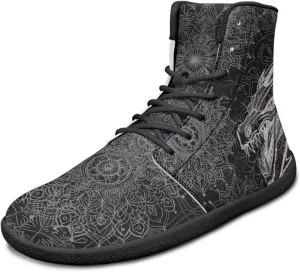 JoyLamoria Unisex High Top Sneakers Mandala Style Leather Shoes Lace-up Comfortable Casual Fashion Sneakers