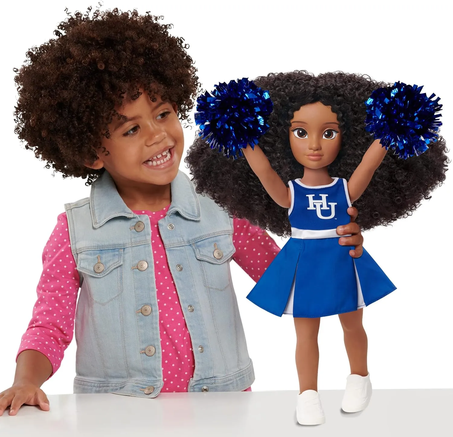 Just Play HBCyoU Hampton Cheer Captain Alyssa 18-inch Doll & Accessories, Curly Hair, Medium Brown Skin Tone, Designed and Developed by Purpose Toys