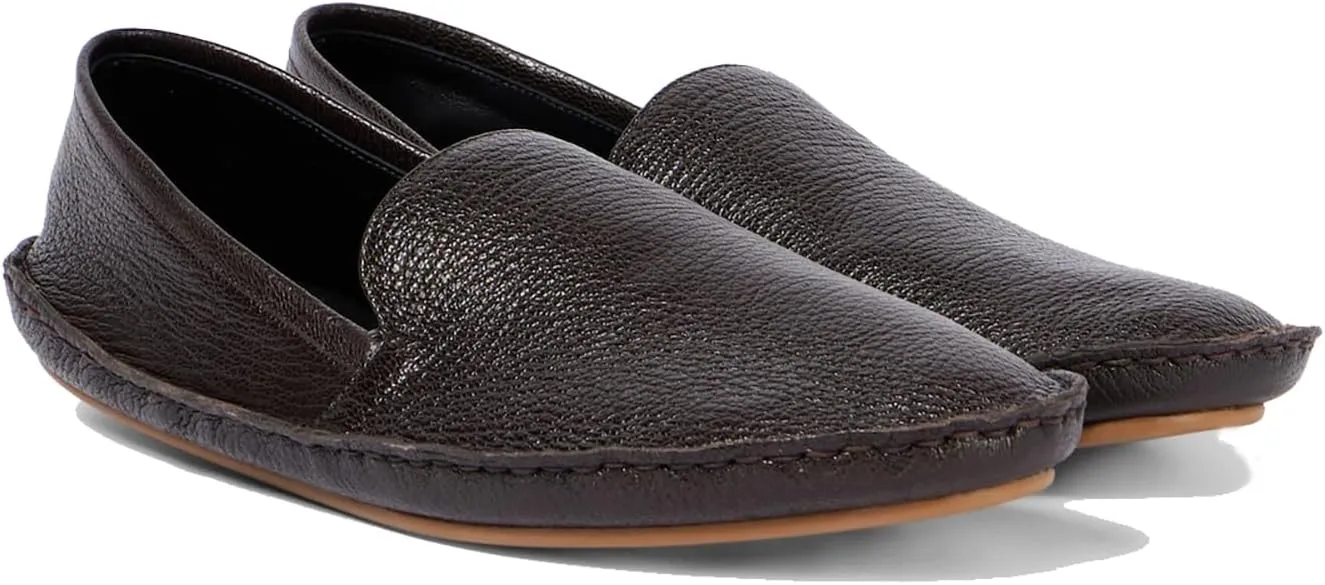 Kapuxumo Women's Ballet Flats - Leather Slip-On Loafers for Dressy & Casual Outfits, Round Toe Comfort Shoes (Brown/White)