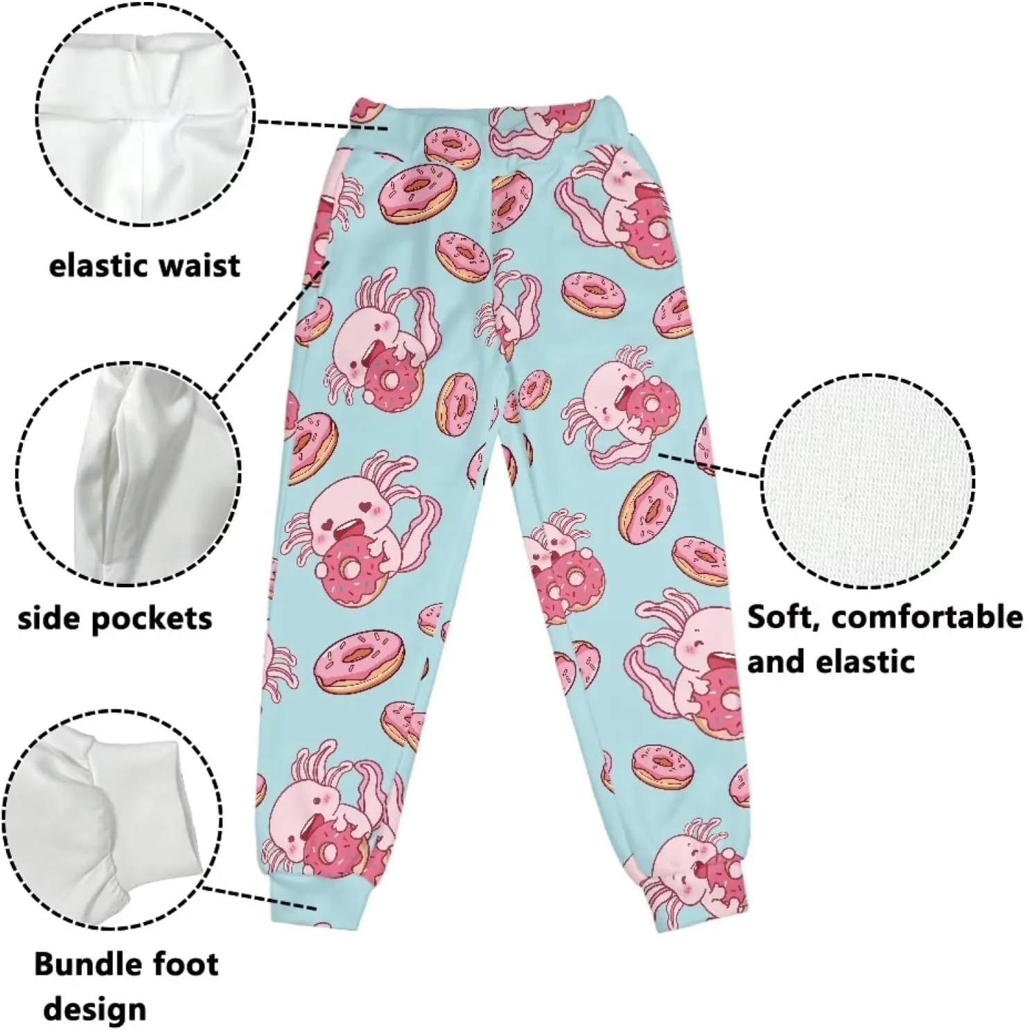 Kid's Active Athletic Pants Elastic Waist Jogger Sweatpants with Pockets