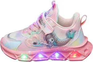 Kids Light Up Flash Light Sneakers Newborn Infant Girls Baby Outdoor Platform Chunky Heel Breathable Mesh Shoes