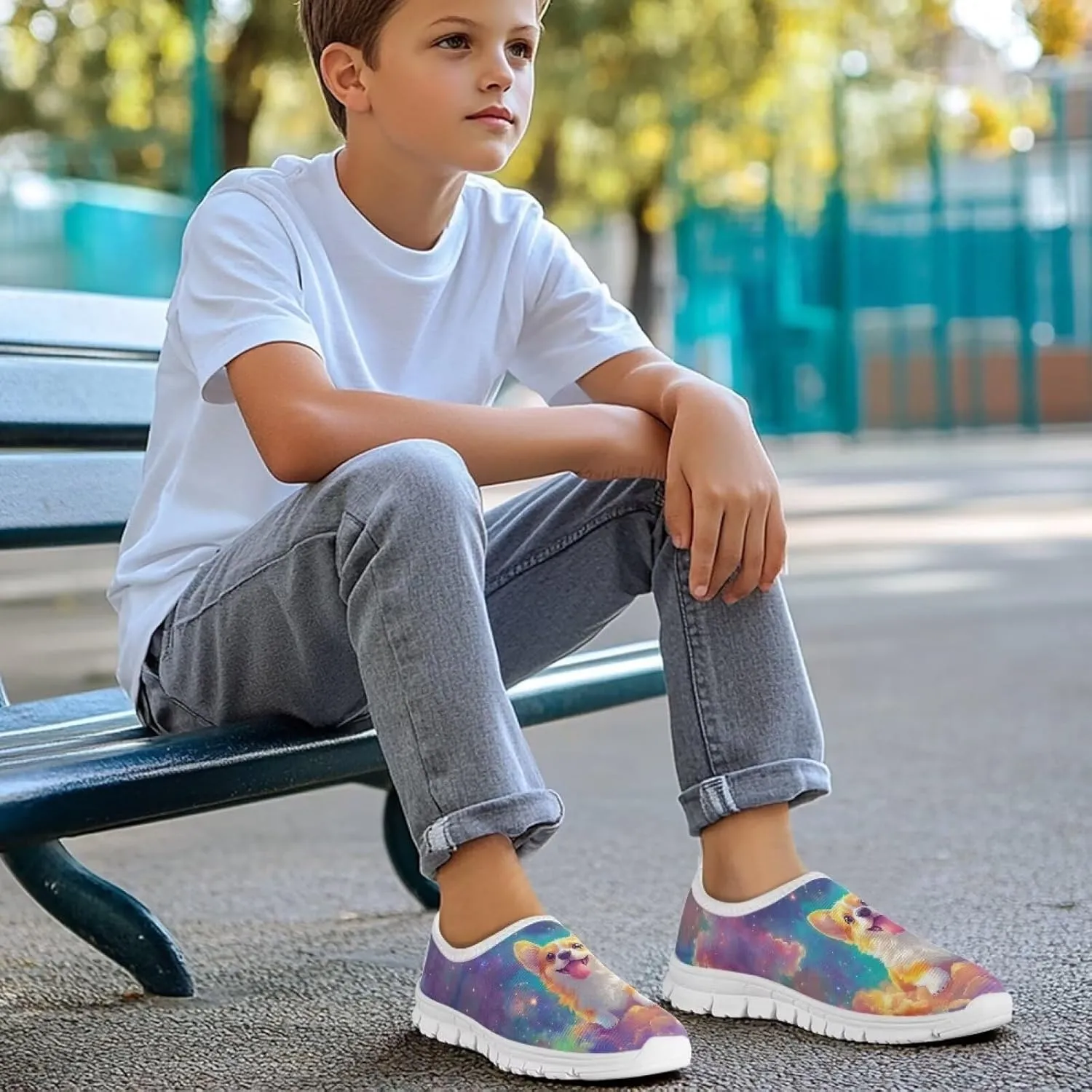 Kids School Running Athletic Shoes Girls Slip On Sneakers for Travel