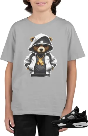 Kids Youth Jordan 4 White Thunder T Shirt to Match Sneakers