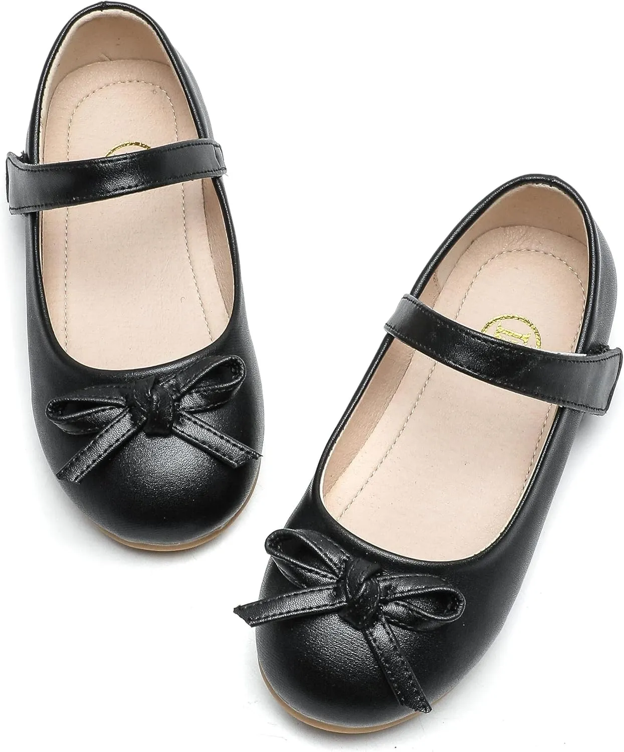kkdom Girl's Dress Shoes Cute Bow Mary Jane Ballet Flats School Shoes for Toddler/Little Kid/Big Kid