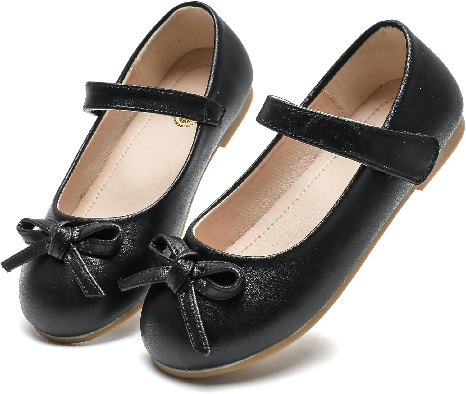 kkdom Girl's Dress Shoes Cute Bow Mary Jane Ballet Flats School Shoes for Toddler/Little Kid/Big Kid