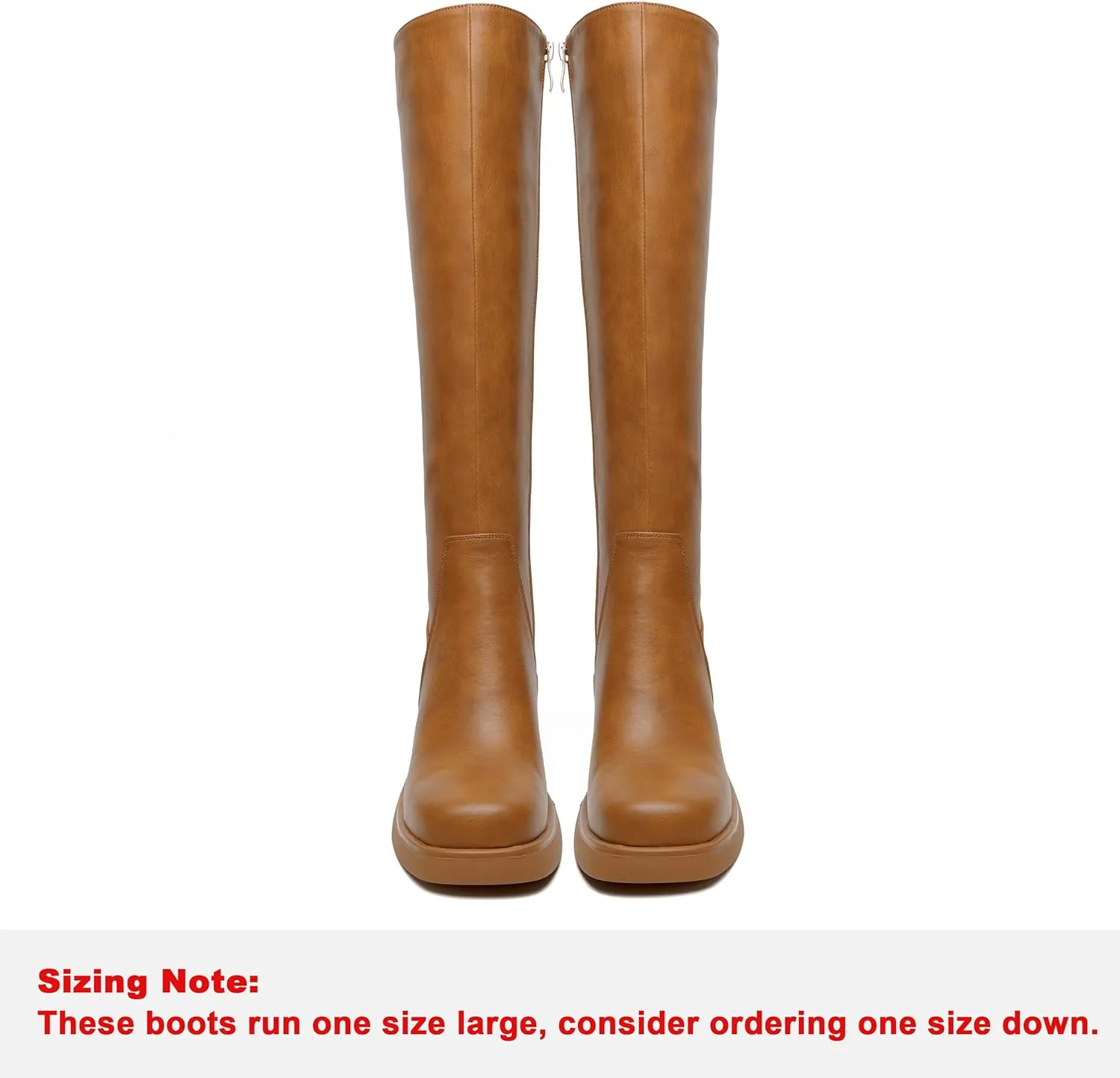 Knee High Boots for Women Square Toe Tall Boots Chunky Heeled Fashion High Boots with Side Zipper