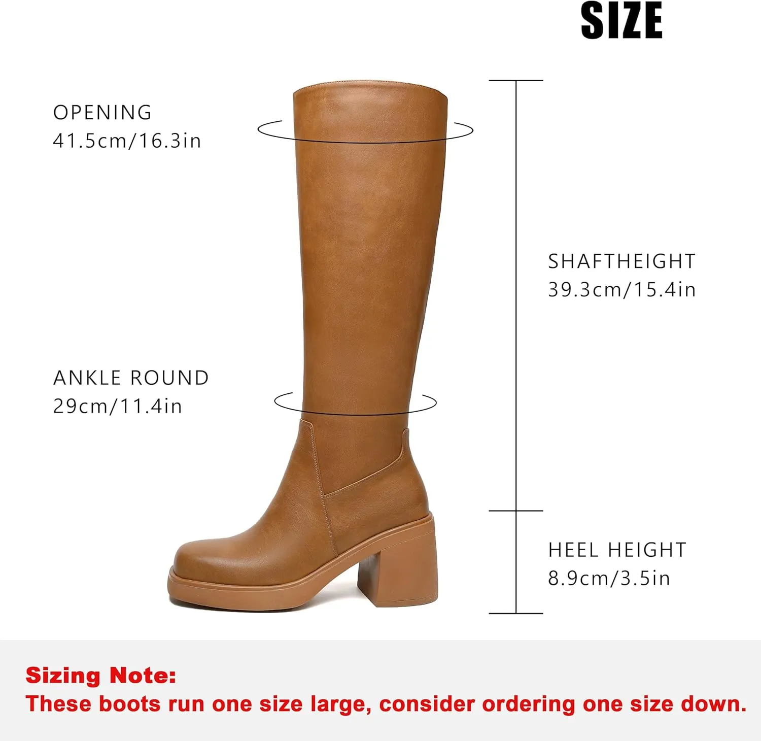 Knee High Boots for Women Square Toe Tall Boots Chunky Heeled Fashion High Boots with Side Zipper