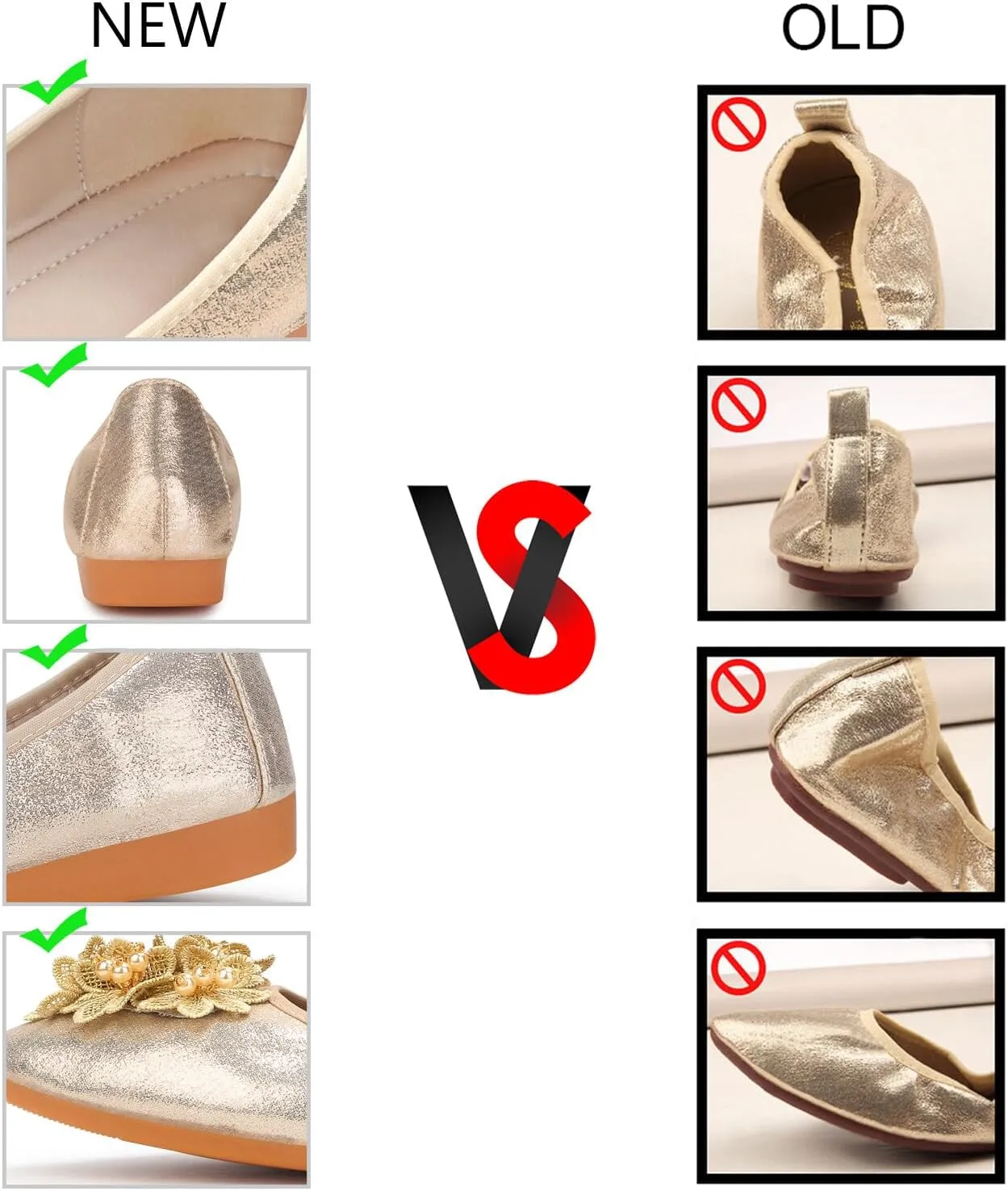 KUNWFNIX Women's Ballet Flats Foldable Classic Crown Rhinestone Slip On Flowers PU Leather Pointed Toe Comfort Flat Casual Dress Shoes