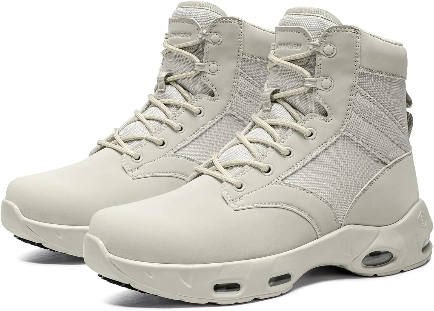 LARNMERN Non Slip Mens Boots Slip Resistant Shoes Air Cushion Side Zipper Casual Comfort Botas Militares Hombre Zapatos de Trabajo Black