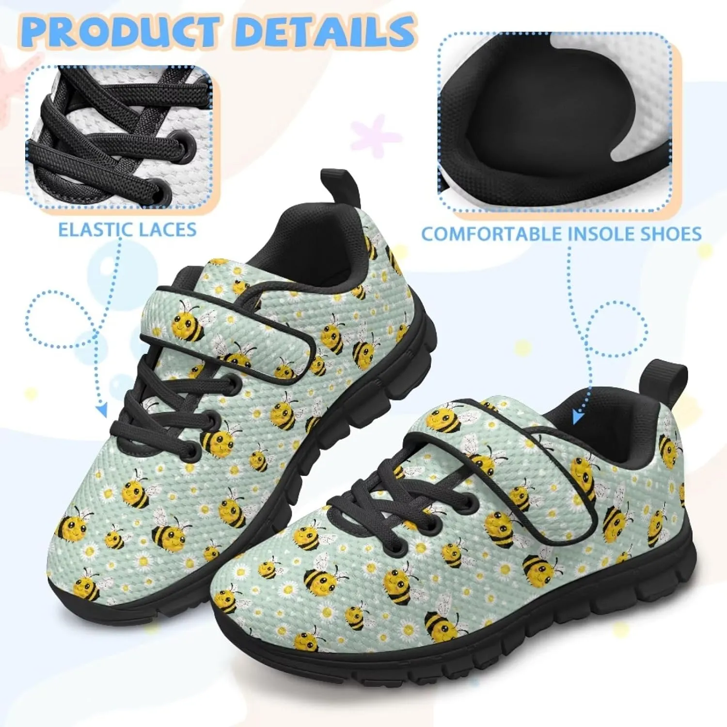 Little Kids Athletic Shoes for Boys Girls Sport Athletic Gym Walking Strap Sneakers Fitness Shoe