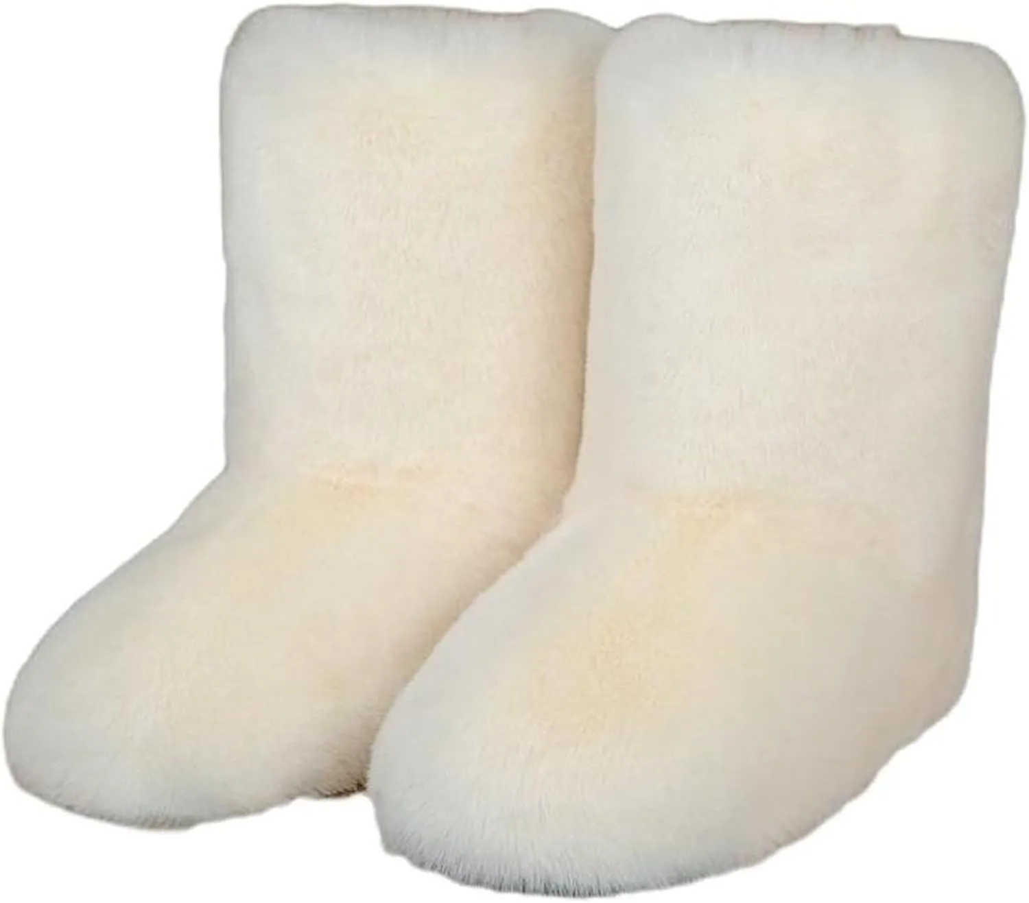 LLTMALL Women's Suede Fur Lined Snow Boots Furry Winter Slip On Mid-Calf Booties