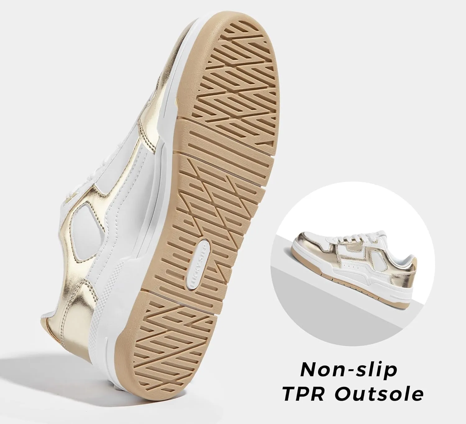 LUCKY STEP Women's Lace Up Fashion Casual Sneakers Low Top Walking Shoes Platform Comfort Non Slip Tennis Shoes