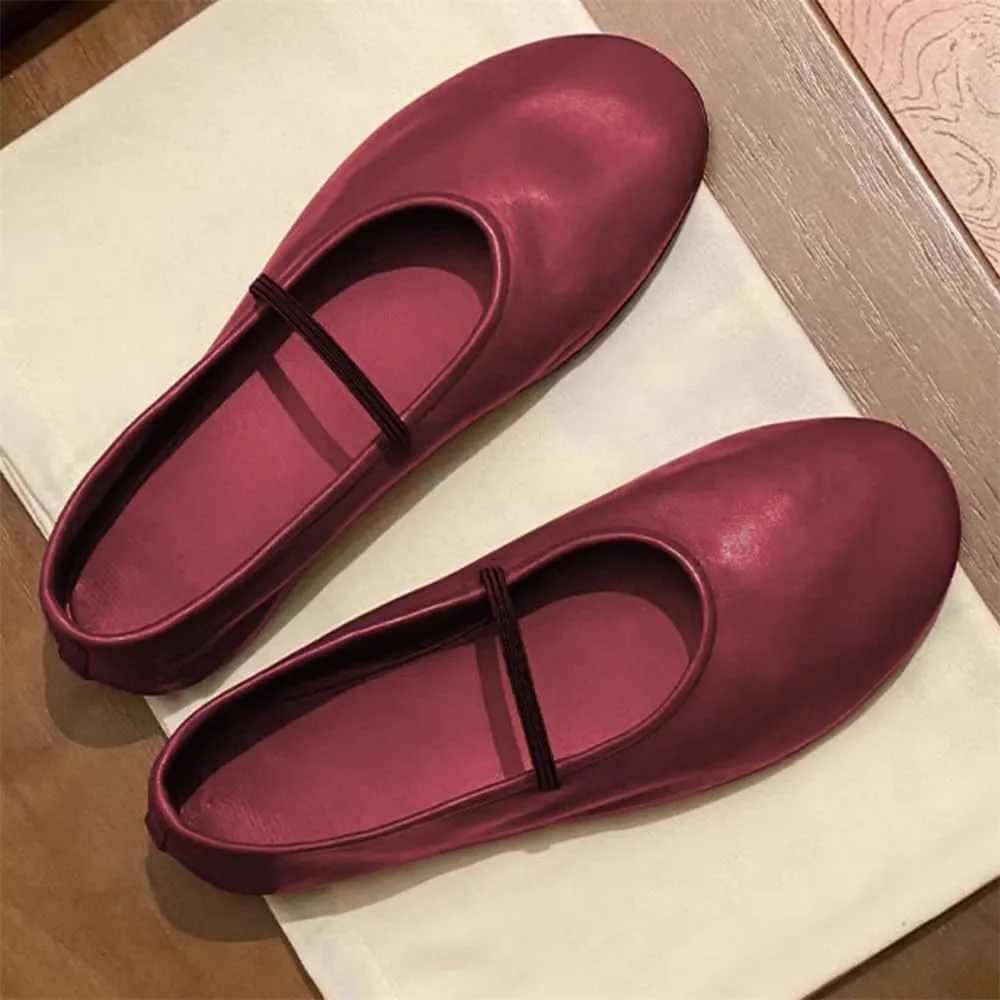 Mary Jane Ballet Flats Women Round Toe Ballerina Slip On Flats Comfortable Soft Flat Shoes for Women