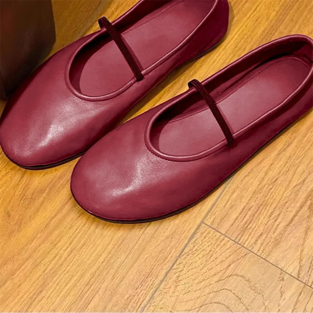 Mary Jane Ballet Flats Women Round Toe Ballerina Slip On Flats Comfortable Soft Flat Shoes for Women