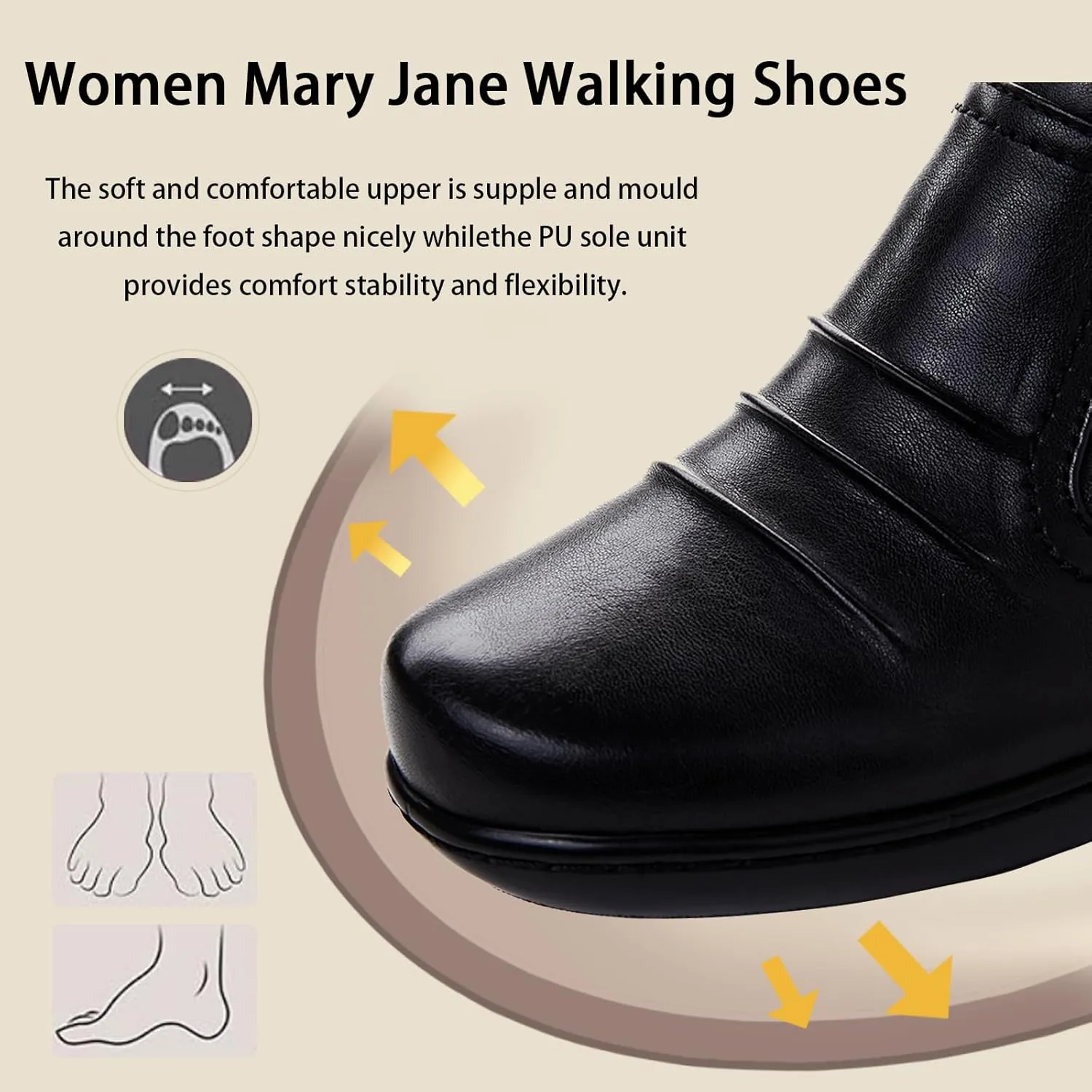 Mary Jane Flats for Women Comfortable Flats Round Toe Casual Slip On Dress Shoes for Women Dressy Office Work Shoes Size