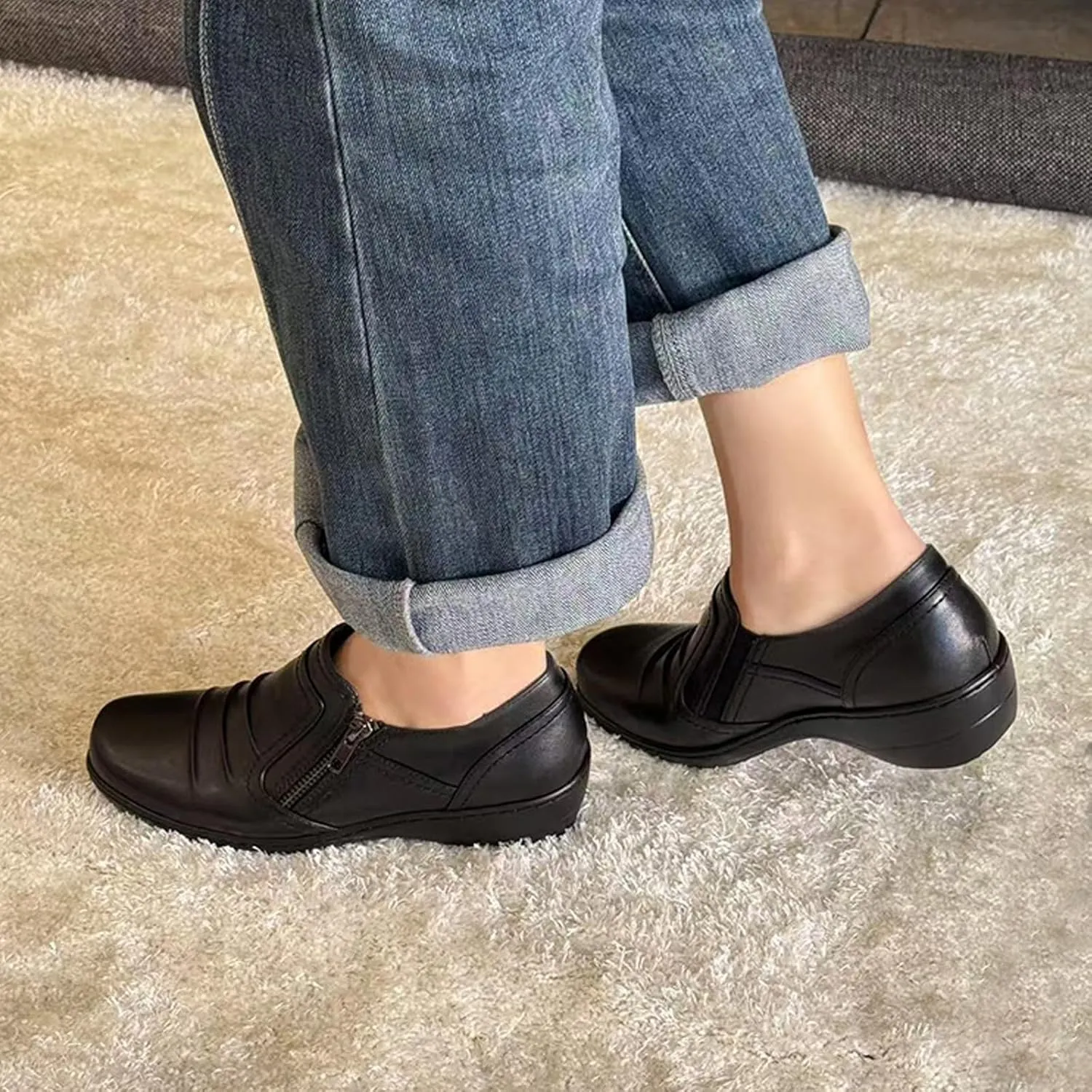 Mary Jane Flats for Women Comfortable Flats Round Toe Casual Slip On Dress Shoes for Women Dressy Office Work Shoes Size