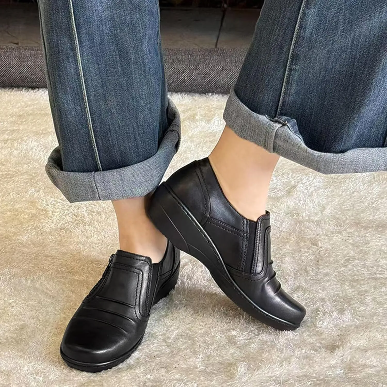 Mary Jane Flats for Women Comfortable Flats Round Toe Casual Slip On Dress Shoes for Women Dressy Office Work Shoes Size