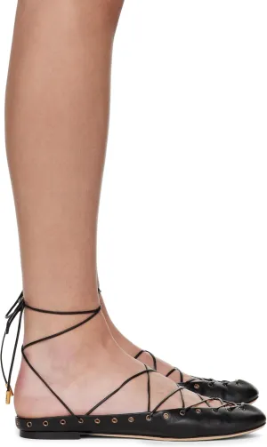MAVMAX Women's Lace Up Ballet Flats for Women Ankle Strap Flats Open-Back Closed Toe Ballet Flat