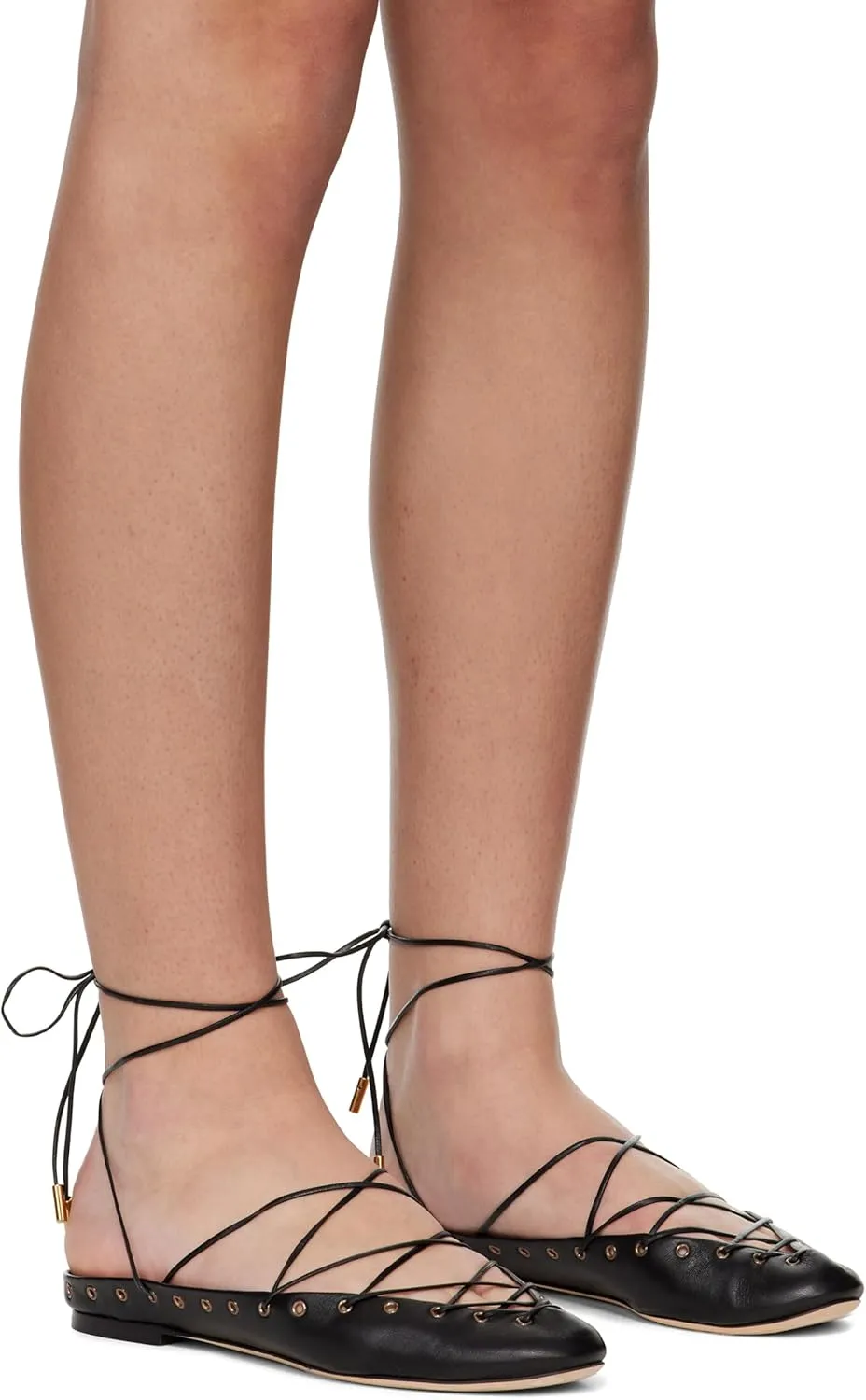 MAVMAX Women's Lace Up Ballet Flats for Women Ankle Strap Flats Open-Back Closed Toe Ballet Flat