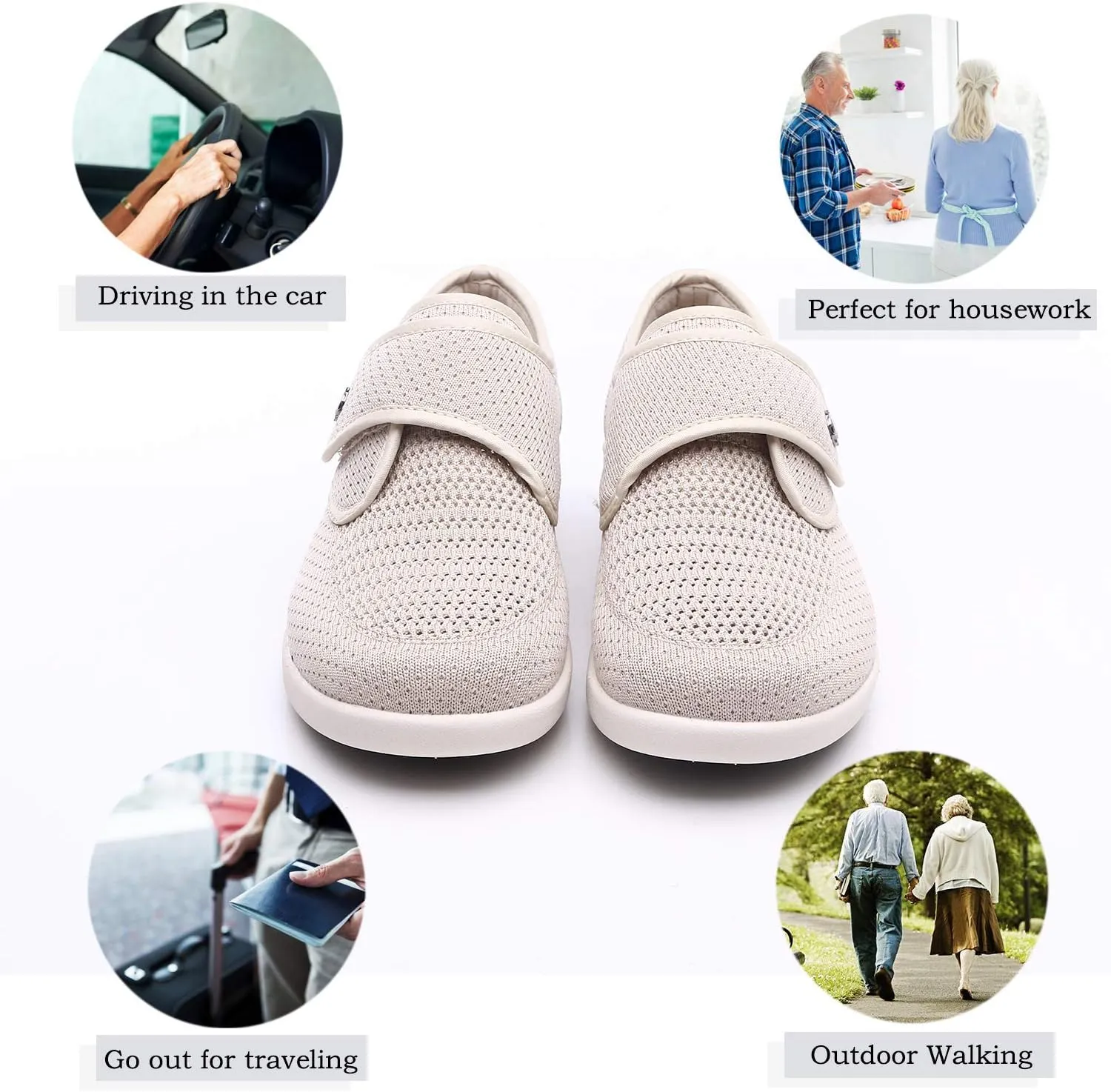 Mei MACLEOD Women's Wide Width Walking Shoes with Memory Foam Air Cushion Casual Sneakers Outdoor