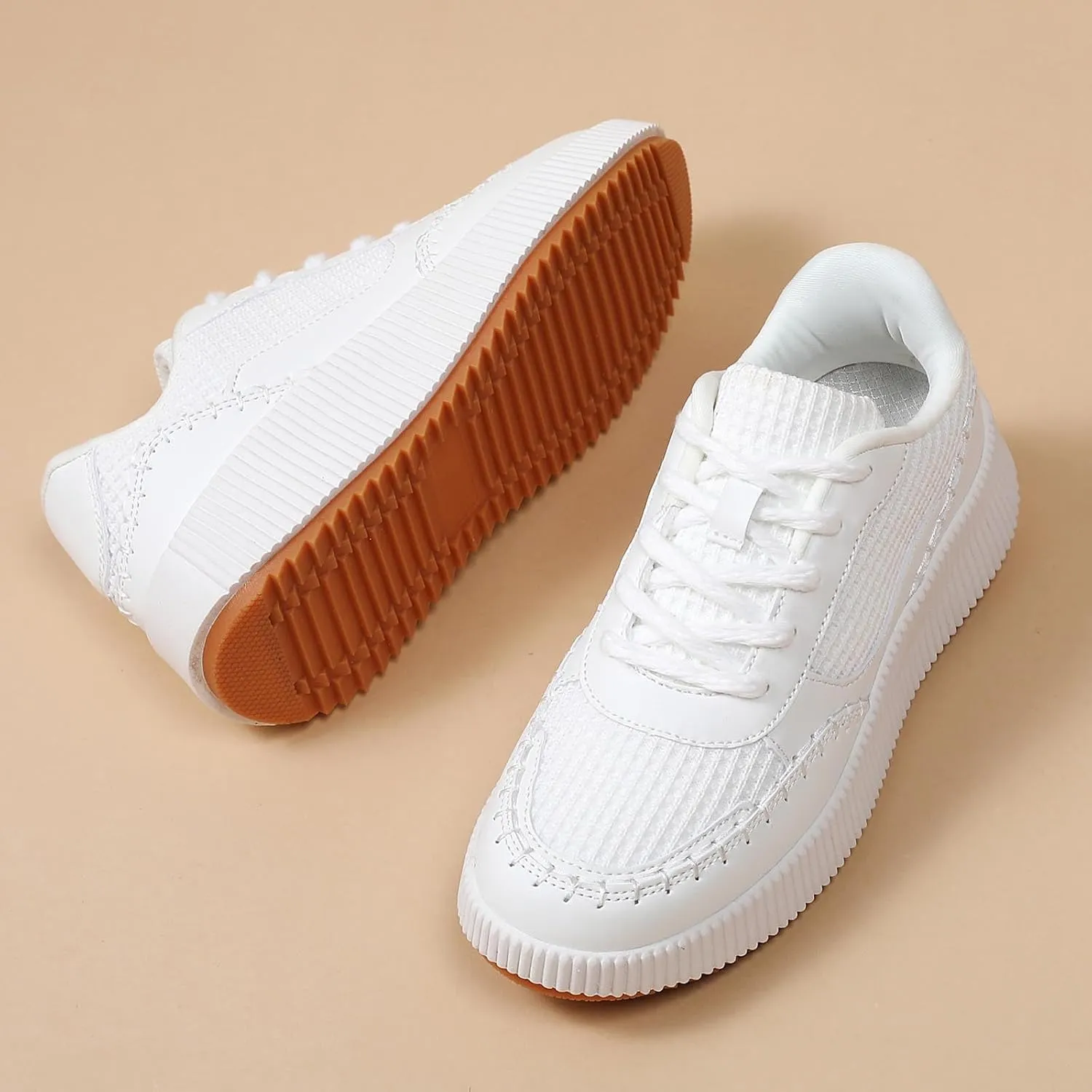 Meidiastra Women's Platform Fashion Sneakers Casual Chunky Low Top City Walking Shoes Lace UP Dolen Sneaker 2024 Orthopedic Walking Shoes with Plantar Fasciitis