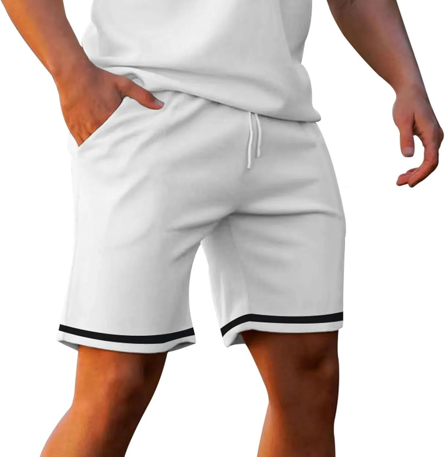 Men's 2 Piece Outfits Casual Sets Short Sleeve Polos Shirts and Drawstring Beach Shorts Summer Tracksuits Lounge Sets