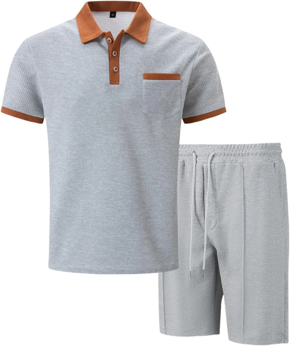 Mens 2 Piece Outfits Casual Summer Fashion Lounge Sets Short Sleeve Polos Shirts and Shorts Matching Set with Pockets