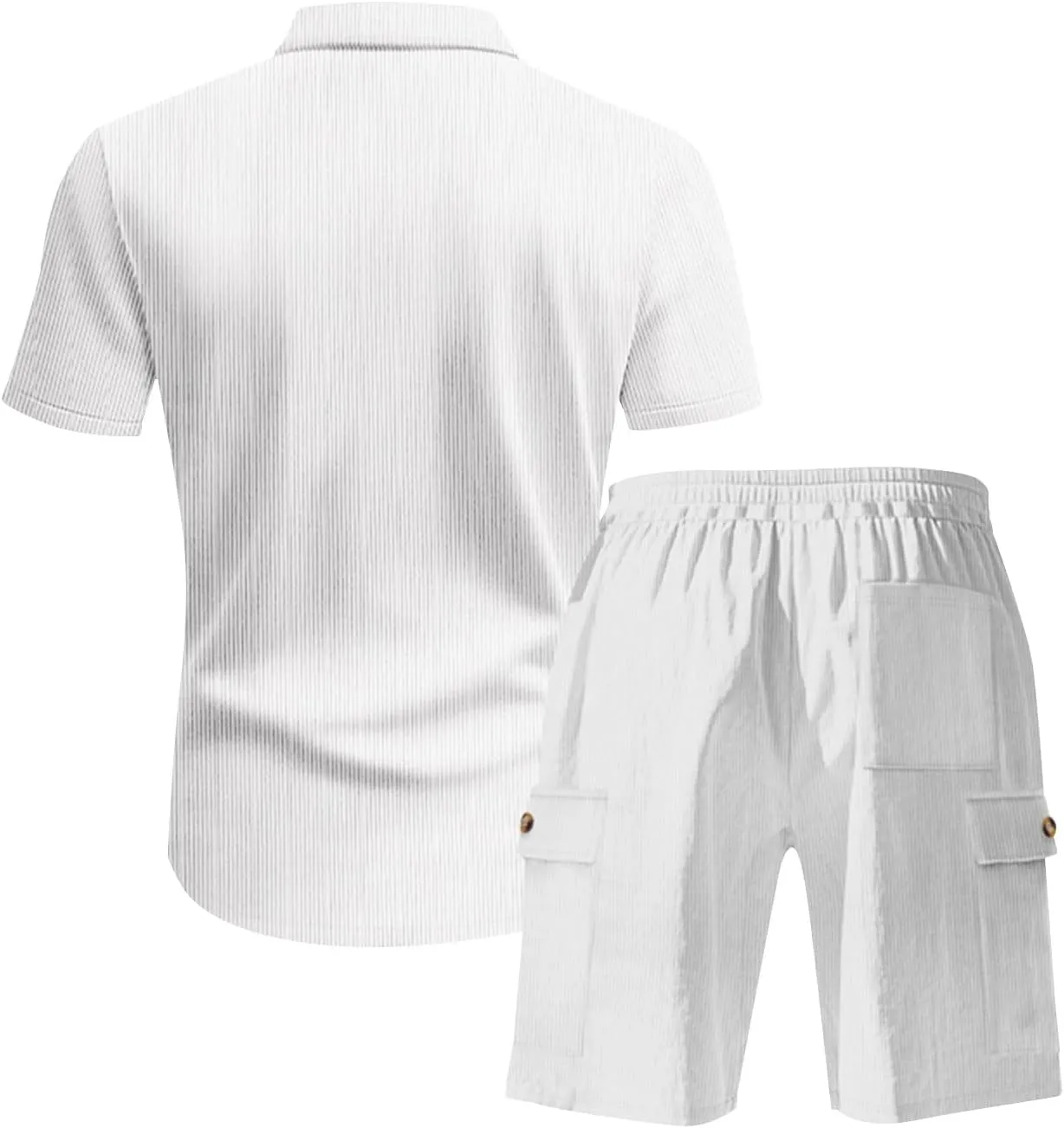 Mens 2 Piece Outfits Fashion Button down Short Sleeve Shirt Drawstring Cargo Shorts Lounge Set Loose Summer Sweatsuit