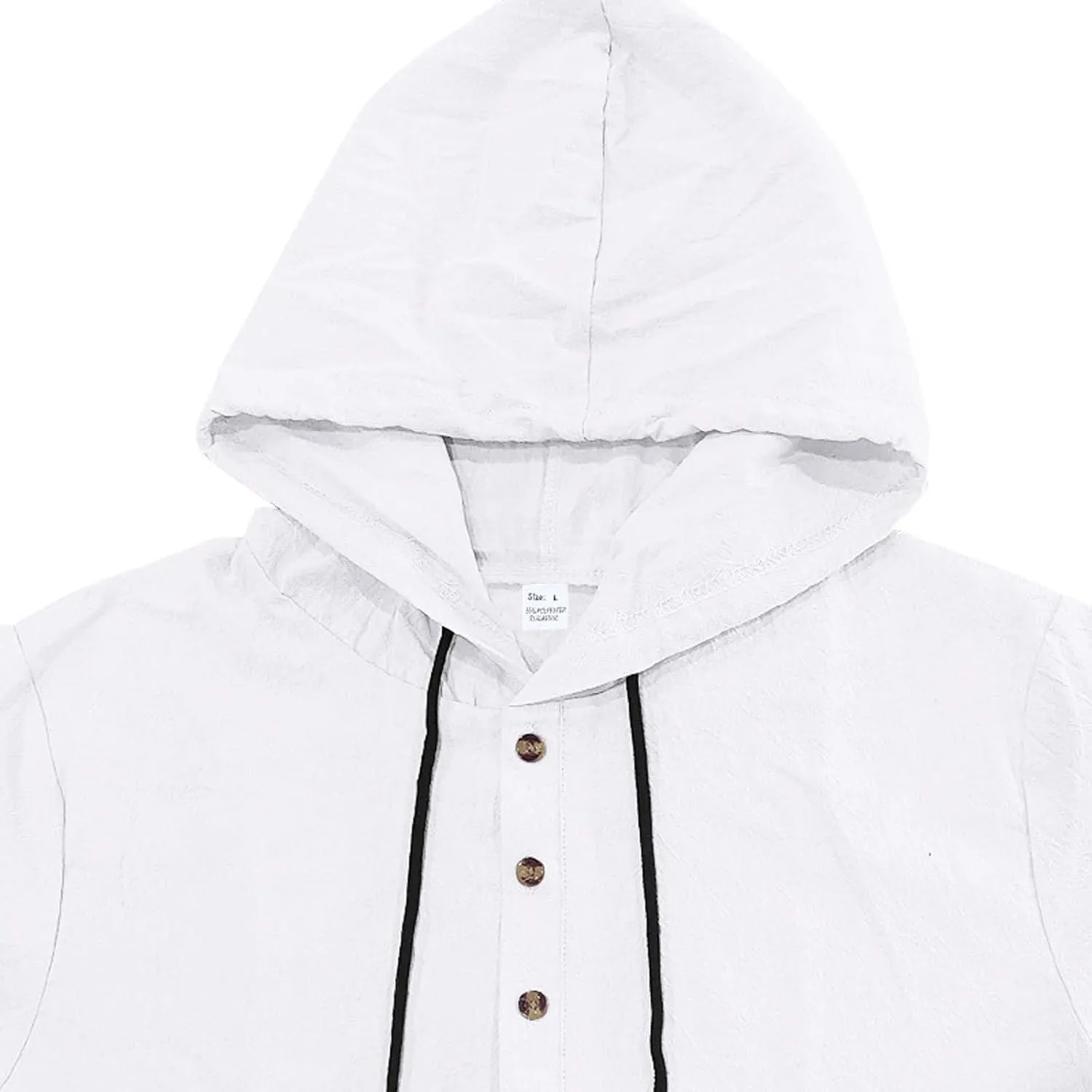 Mens Beach Outfits 2 Piece Linen Set Casual Button up Short Sleeve Hooded Shirt and Shorts Set Retro Boho Resort Wear