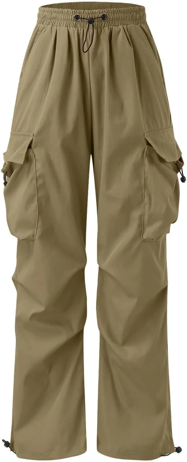 Mens Cargo Pant Elastic Waist Men Work Pant Multi Pockets Casual Wide Leg Sweatpants