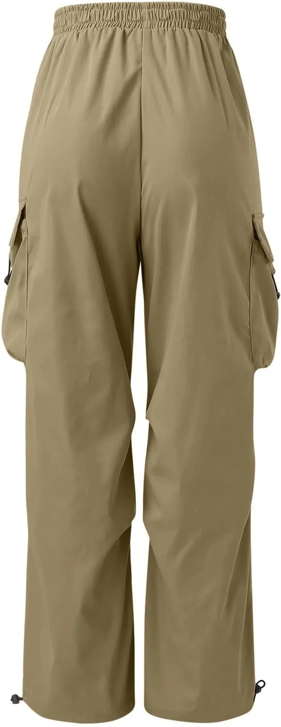 Mens Cargo Pant Elastic Waist Men Work Pant Multi Pockets Casual Wide Leg Sweatpants