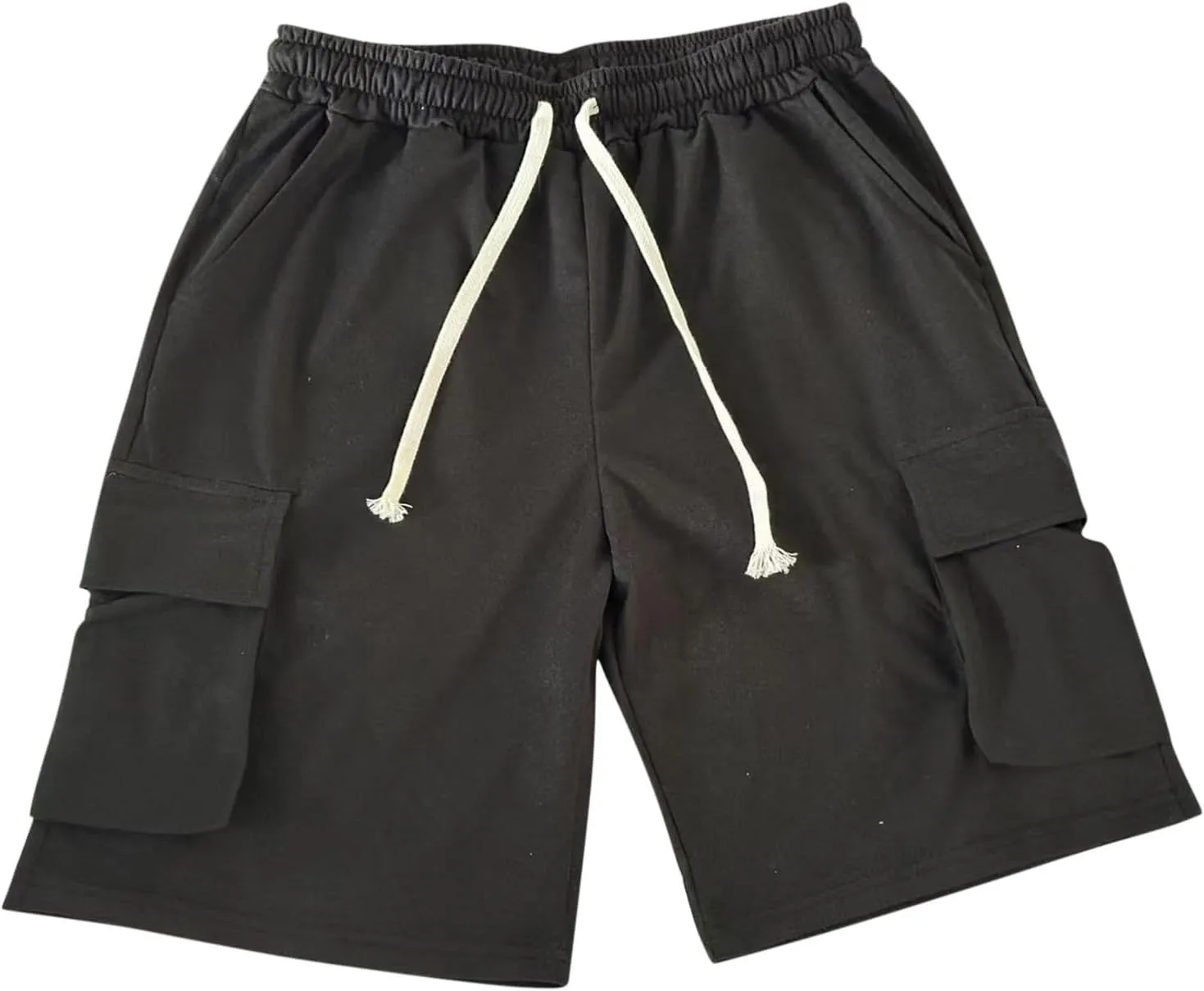 Mens Casual 2 Piece Outfits Fashion Summe Color Block Short Sleeve Tshirt and Loose Drawstring Cargo Shorts Sweatsuit