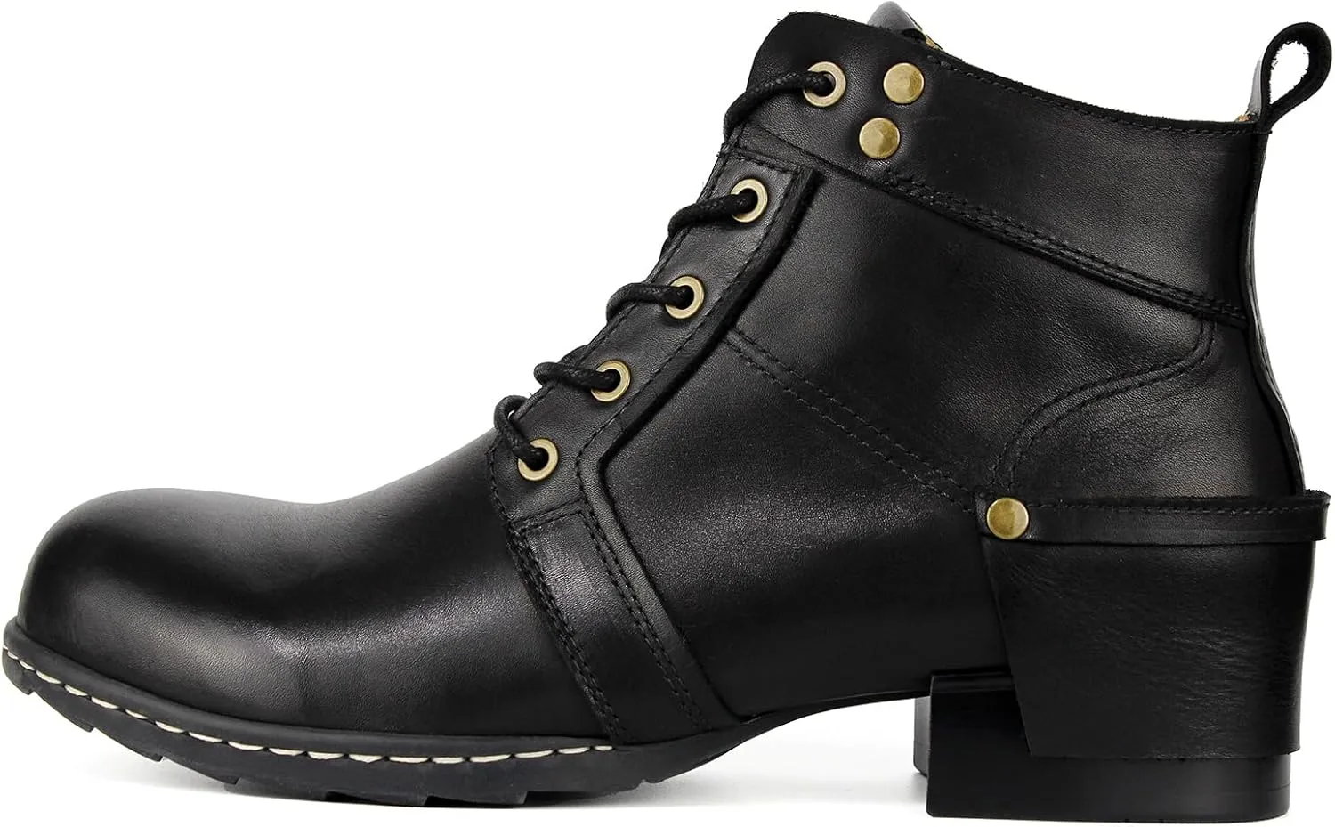 Men's Genuine Leather Chukka Boots-Handcrafted Stitching,Breathable Cushioned Insole & Anti-Slip Rubber Sole(Wood Heel)- Casual Dress Motorcycle Ankle Boots for Riding & Walking