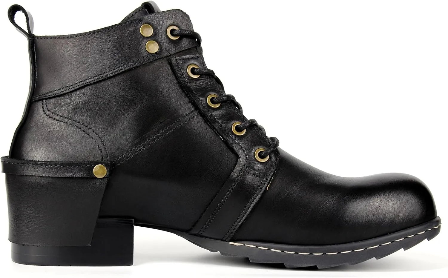 Men's Genuine Leather Chukka Boots-Handcrafted Stitching,Breathable Cushioned Insole & Anti-Slip Rubber Sole(Wood Heel)- Casual Dress Motorcycle Ankle Boots for Riding & Walking