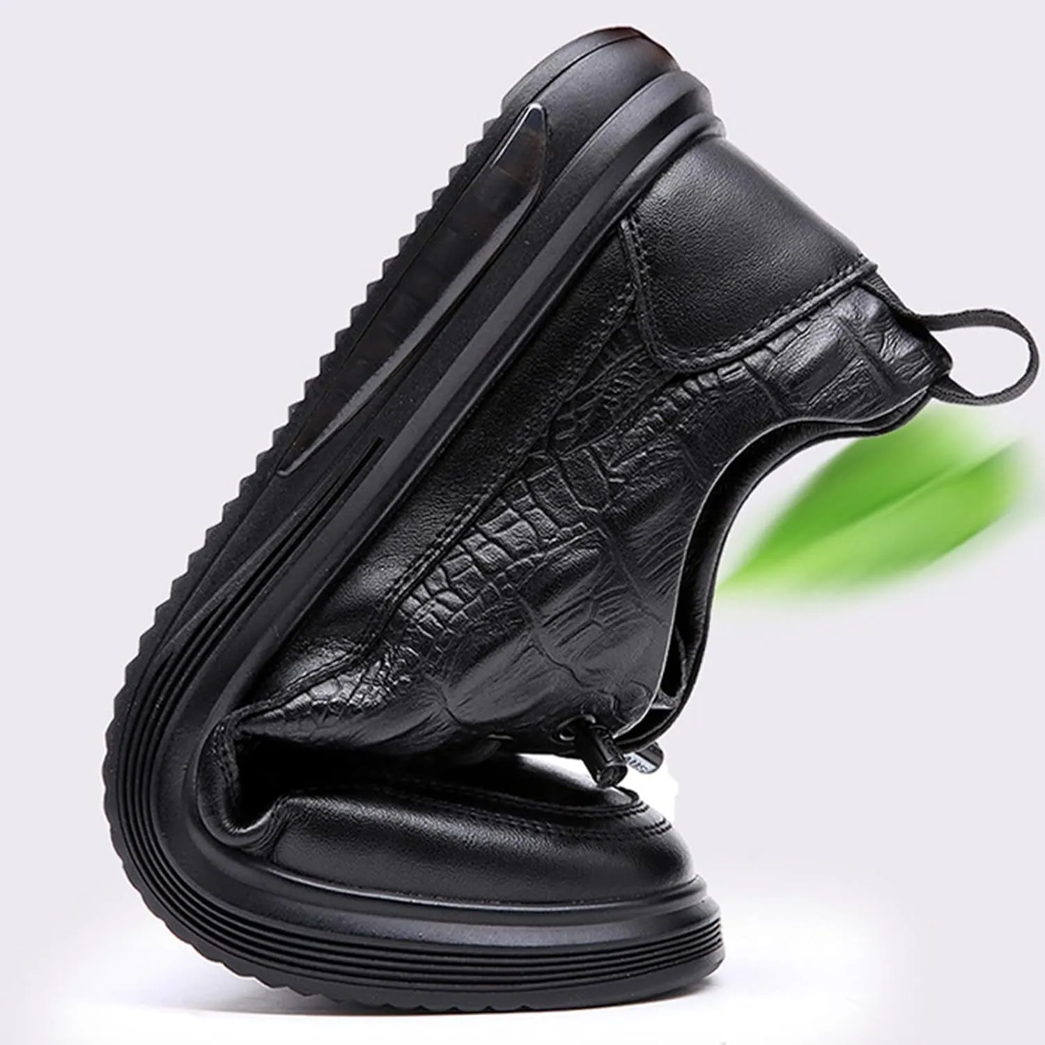 Men's Genuine Leather Lace-Up Oxford Sneakers Comfortable Round Toe Soft Sole Slip On Driving Flats Breathable Non-Slip Casual Walking Shoes