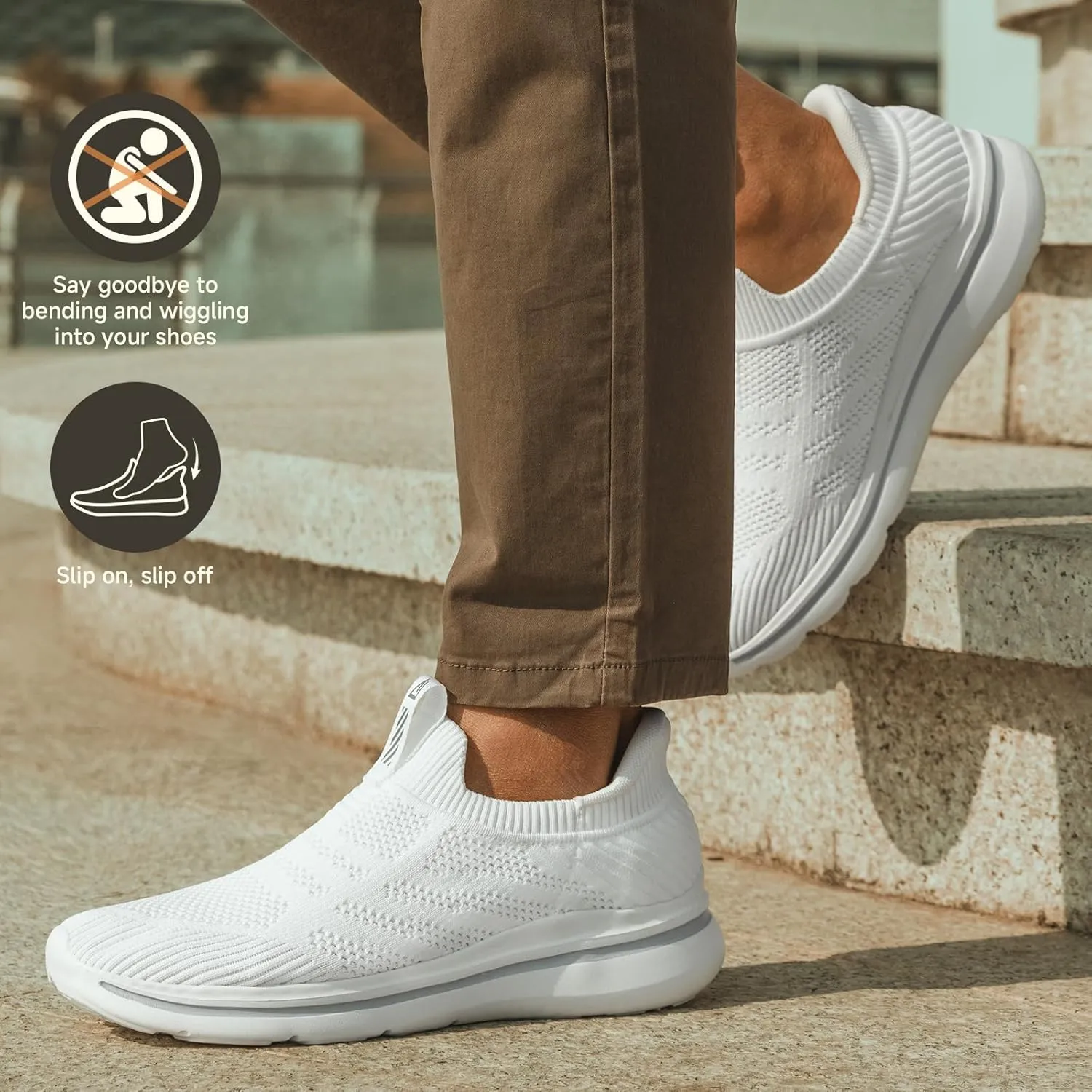 Men's Hands-Free Slip On Sneakers | Laceless Walking Shoes for Gym/Travel/Office