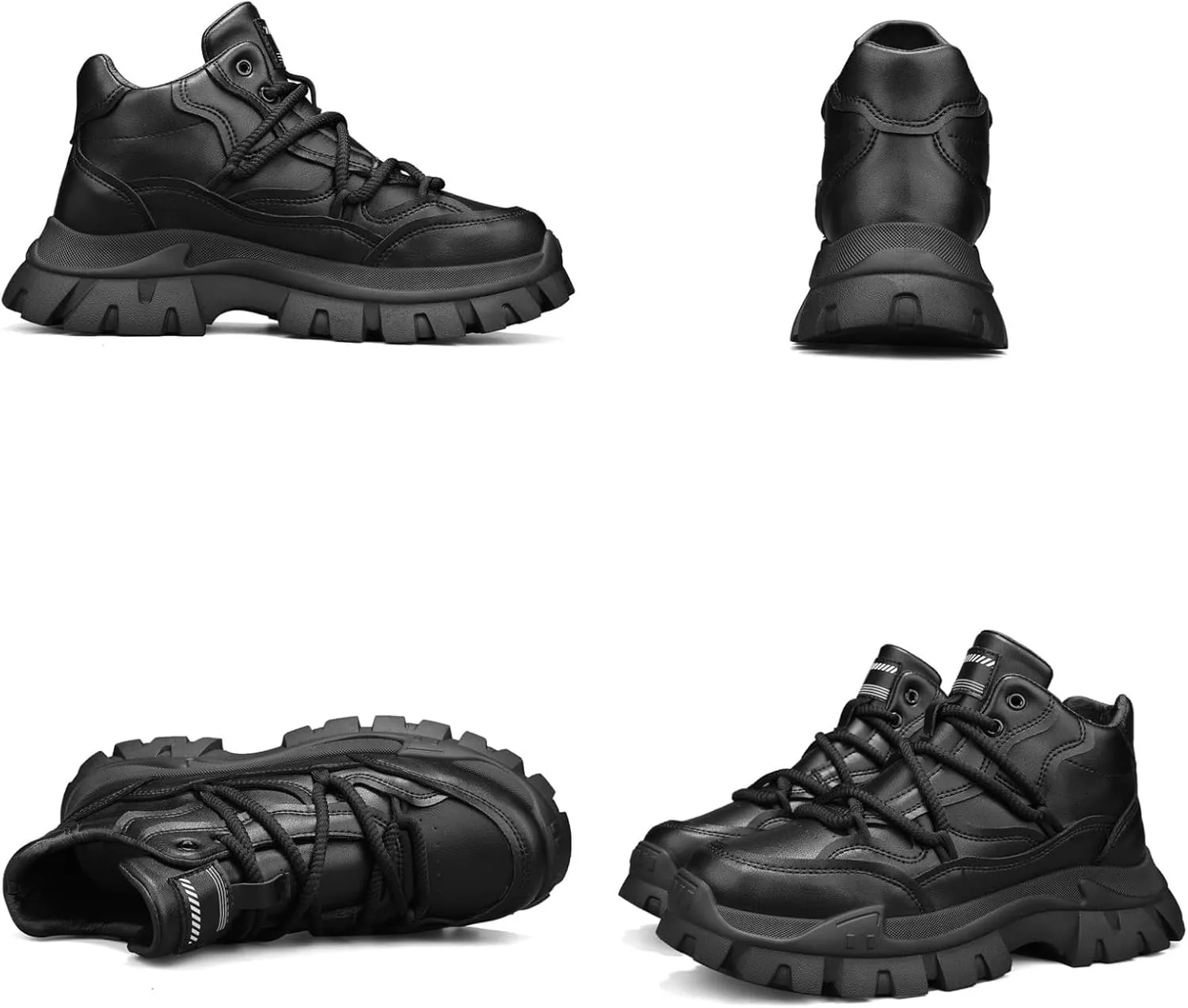 Men'S High-Top Leather Hiking Boots With Anti-Slip Sole Urban Outdoor Casual Shoes For Trekking & Sport Fashion