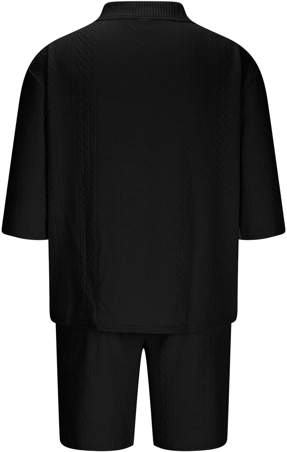 Mens Lounge Sets 2 Piece Big and Tall V Neck Short Sleeve Shirt with Shorts Set Summer Vacation Solid Texture Outfits