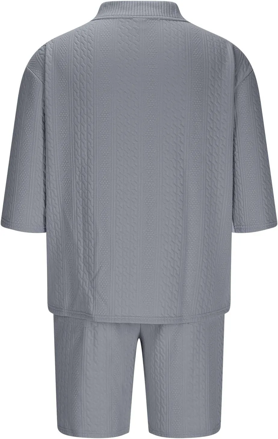 Mens Lounge Sets 2 Piece Big and Tall V Neck Short Sleeve Shirt with Shorts Set Summer Vacation Solid Texture Outfits