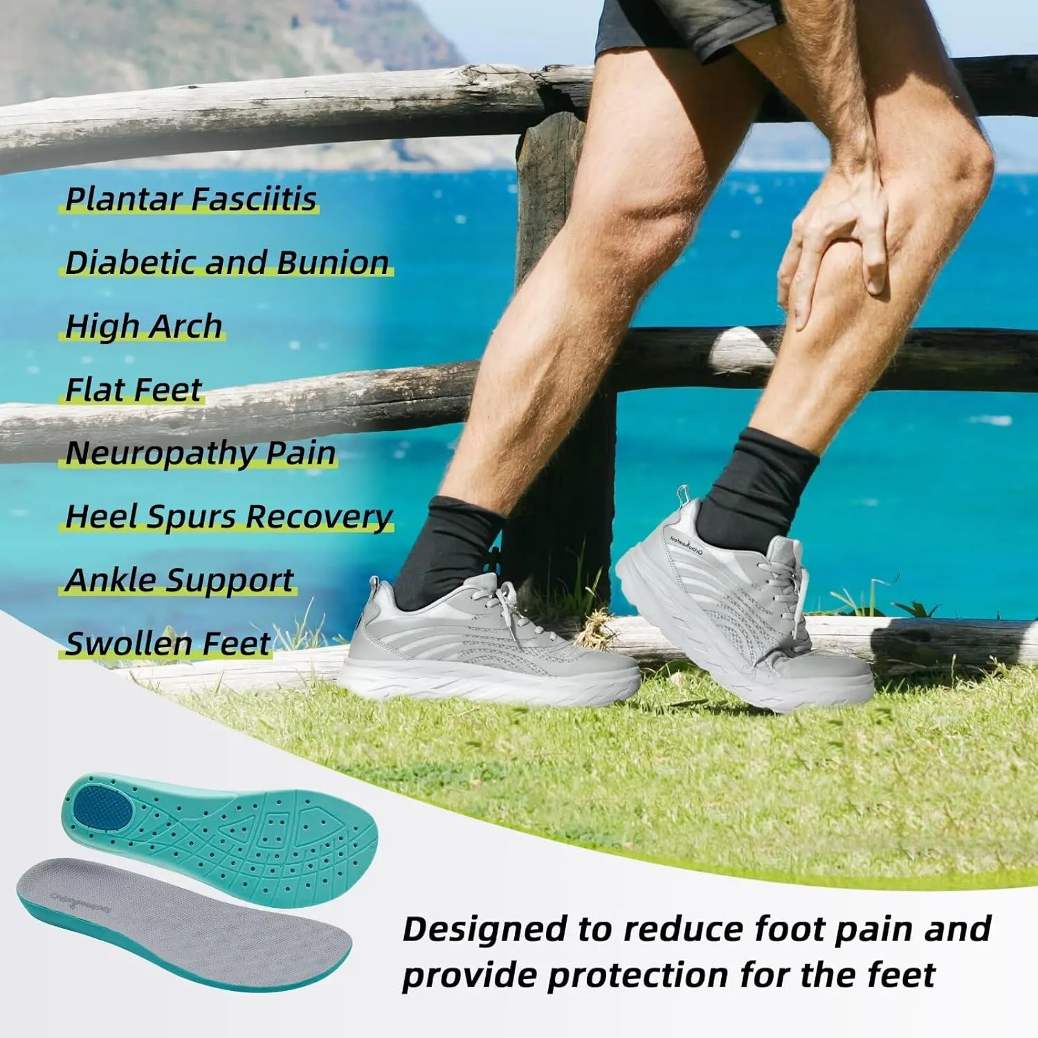 Men's Orthopedic Diabetic Wide Running Shoes: Comfortable Arch Support Plantar Fasciitis Sports Sneakers, Casual Swollen Orthotic Work Tennis Walking Shoes for Ankle and Heel Pain Relief