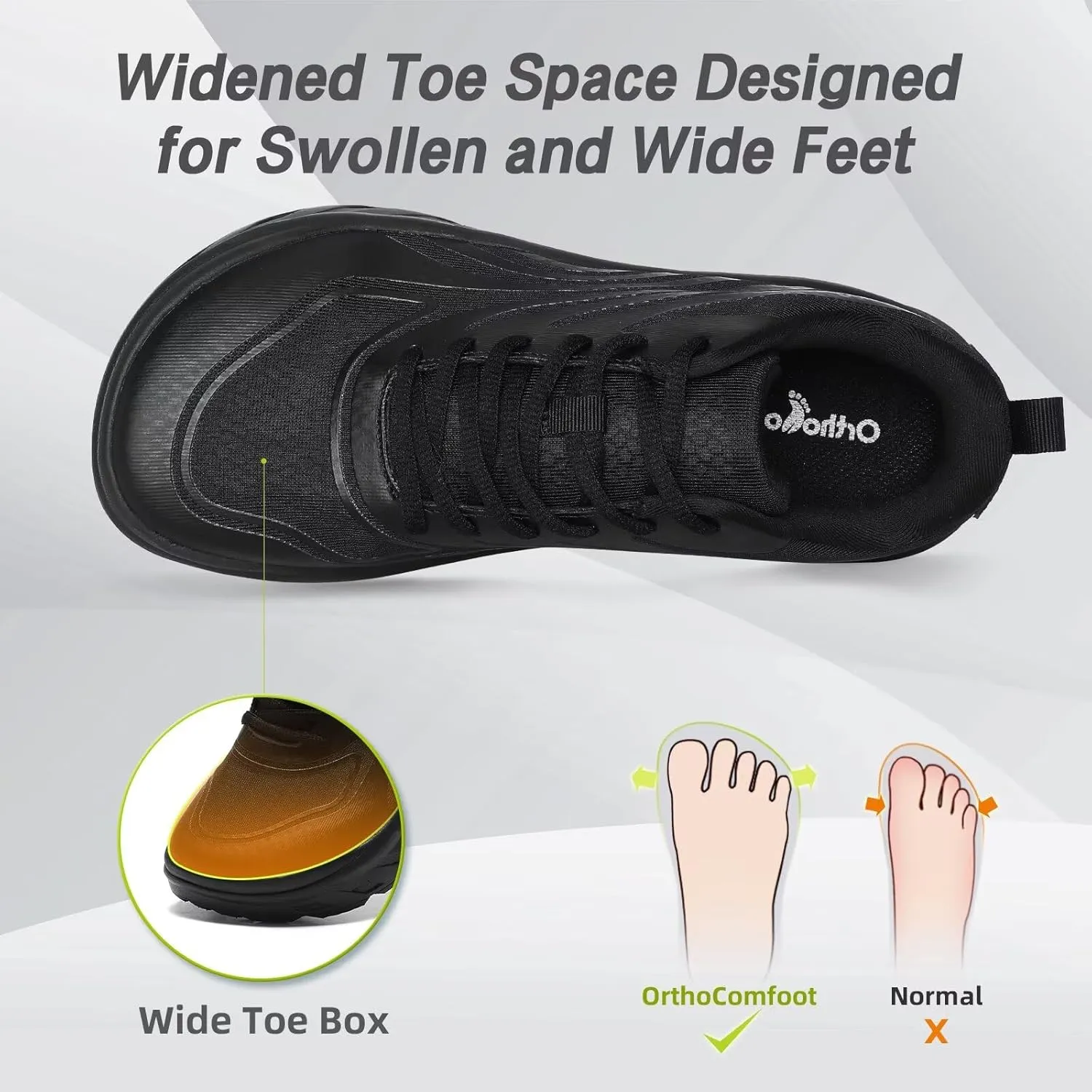 Men's Orthopedic Diabetic Wide Running Shoes: Comfortable Arch Support Plantar Fasciitis Sports Sneakers, Casual Swollen Orthotic Work Tennis Walking Shoes for Ankle and Heel Pain Relief