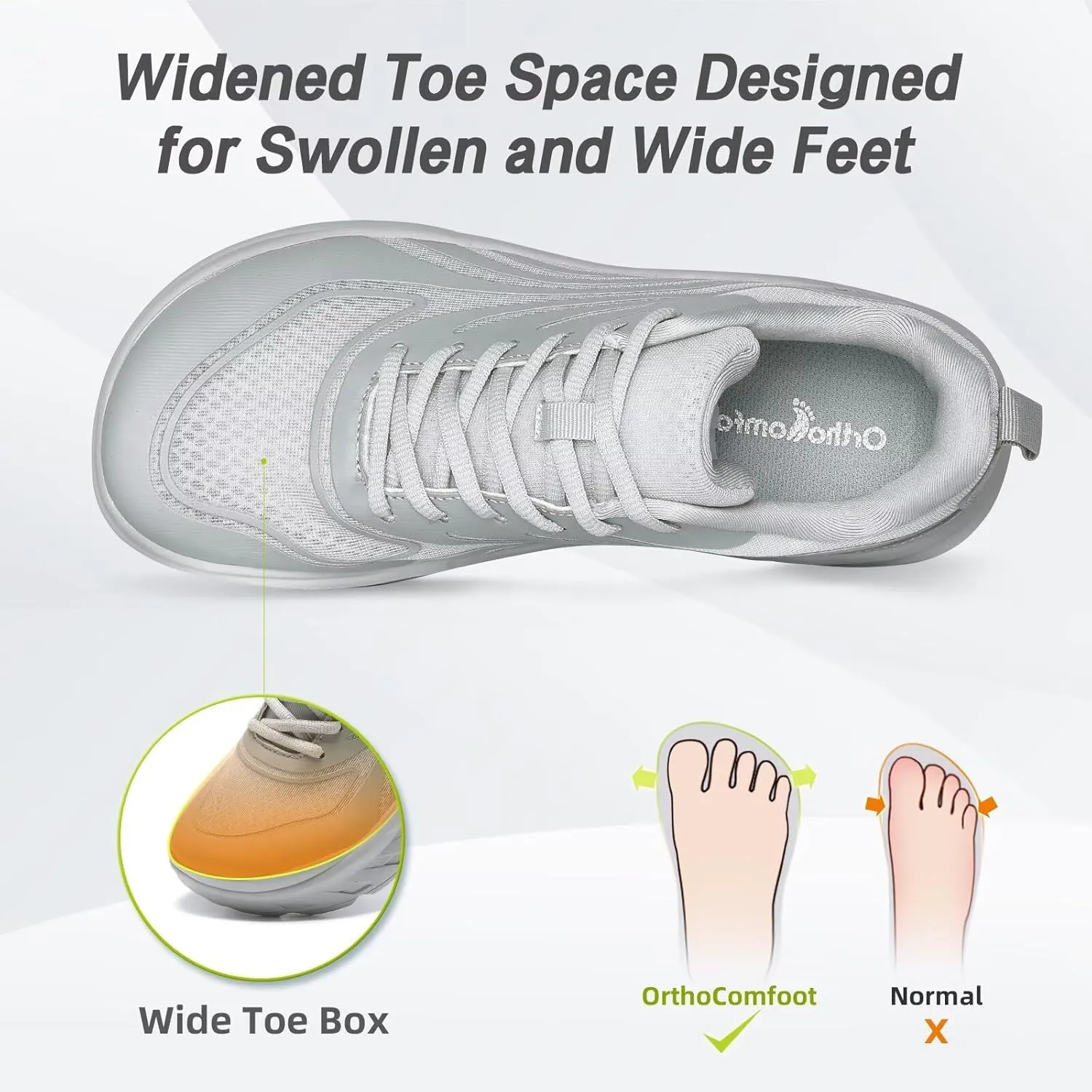 Men's Orthopedic Diabetic Wide Running Shoes: Comfortable Arch Support Plantar Fasciitis Sports Sneakers, Casual Swollen Orthotic Work Tennis Walking Shoes for Ankle and Heel Pain Relief