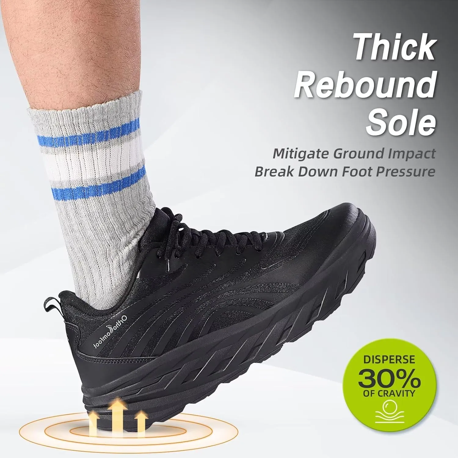 Men's Orthopedic Diabetic Wide Running Shoes: Comfortable Arch Support Plantar Fasciitis Sports Sneakers, Casual Swollen Orthotic Work Tennis Walking Shoes for Ankle and Heel Pain Relief