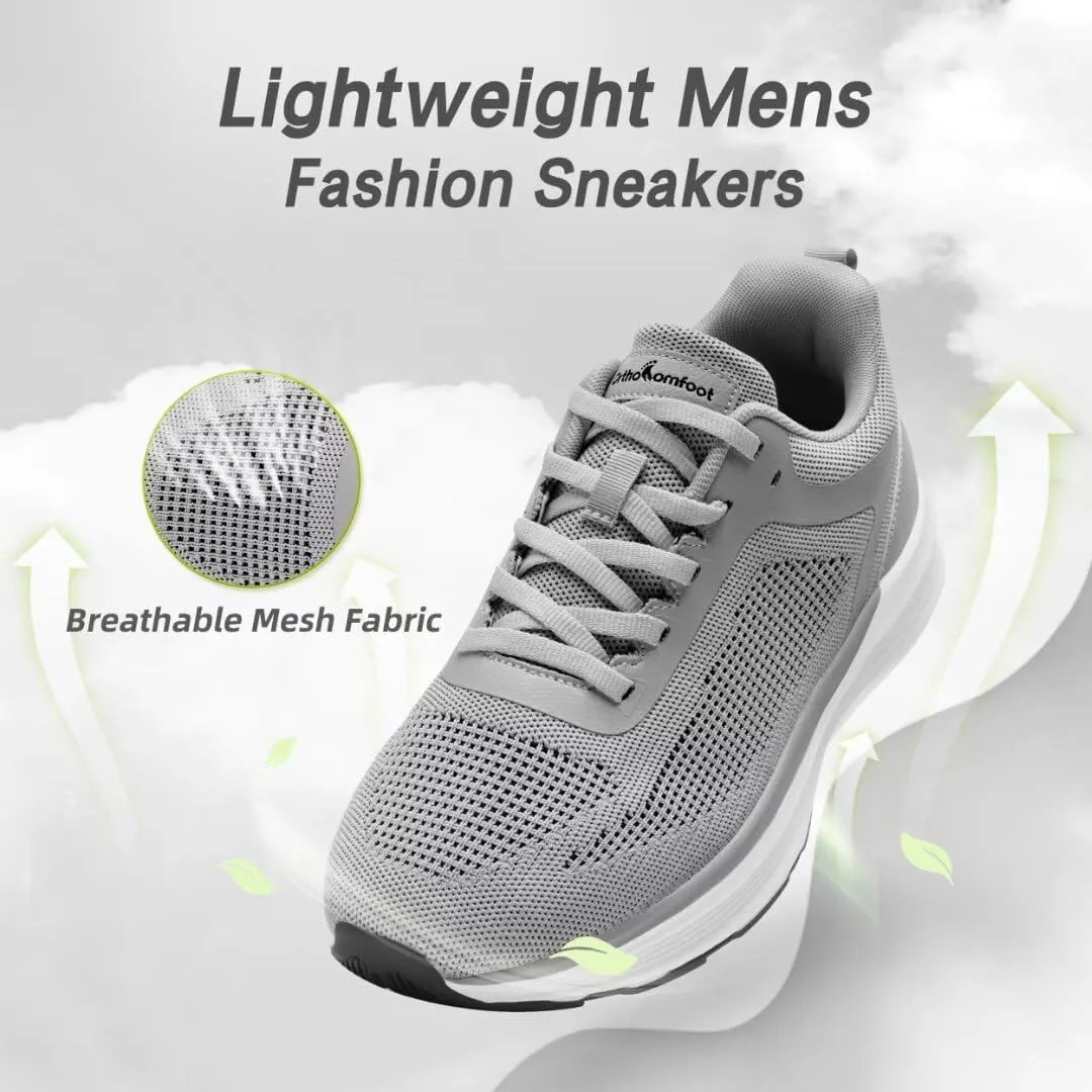 Men's Orthopedic Fashion Sneakers: Comfortable Arch Support Plantar Fasciitis Orthotic Walking Shoes, Casual Work Supportive Sport Athletic Flat Feet Shoes for Foot and Heel Pain Relief